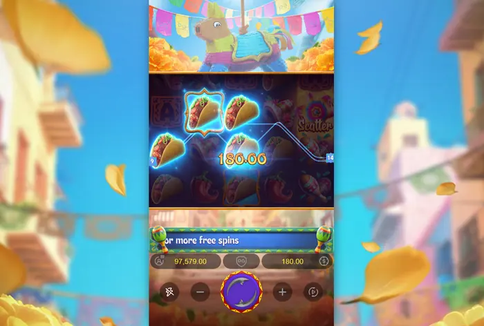 Pinata Wins regular letter symbols and themed symbols from the paytable